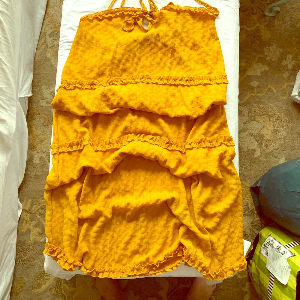 NWOT Mustard spaghetti strap midi dress